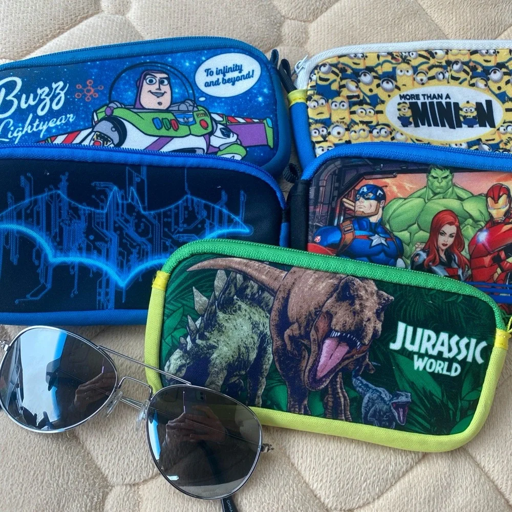 Kids Boys Eyeglasses Case Lot Of 5 +‎ Sunglasses Buzz Minion avengers Batman